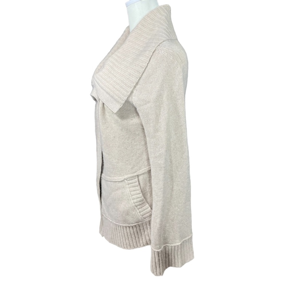 Neiman Marcus Cashmere Shawl Collar Open Cardigan Sweater Oatmeal Cream Size S - Picture 4 of 9